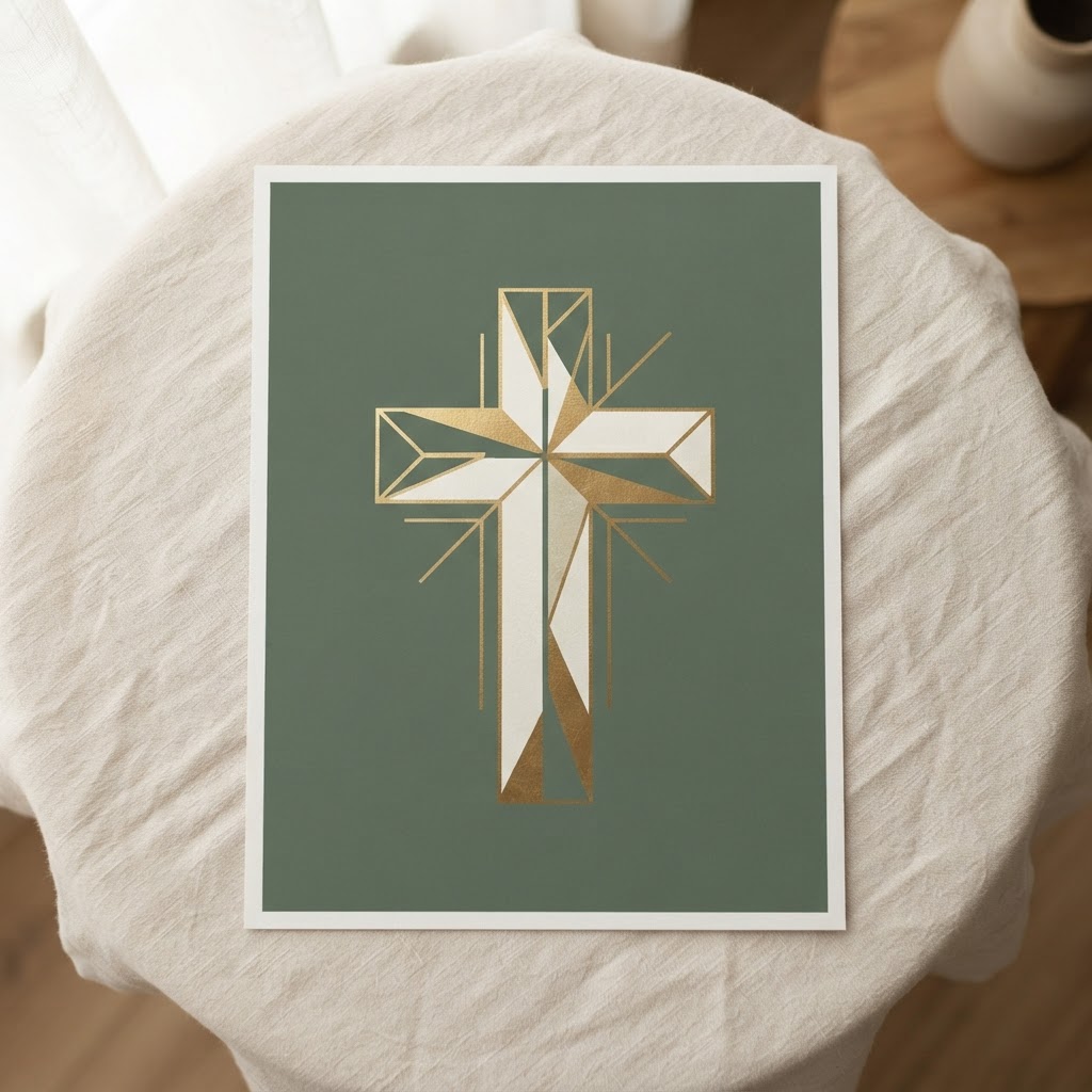 Minimalist Geometric Faith Cross — Canvas Poster
