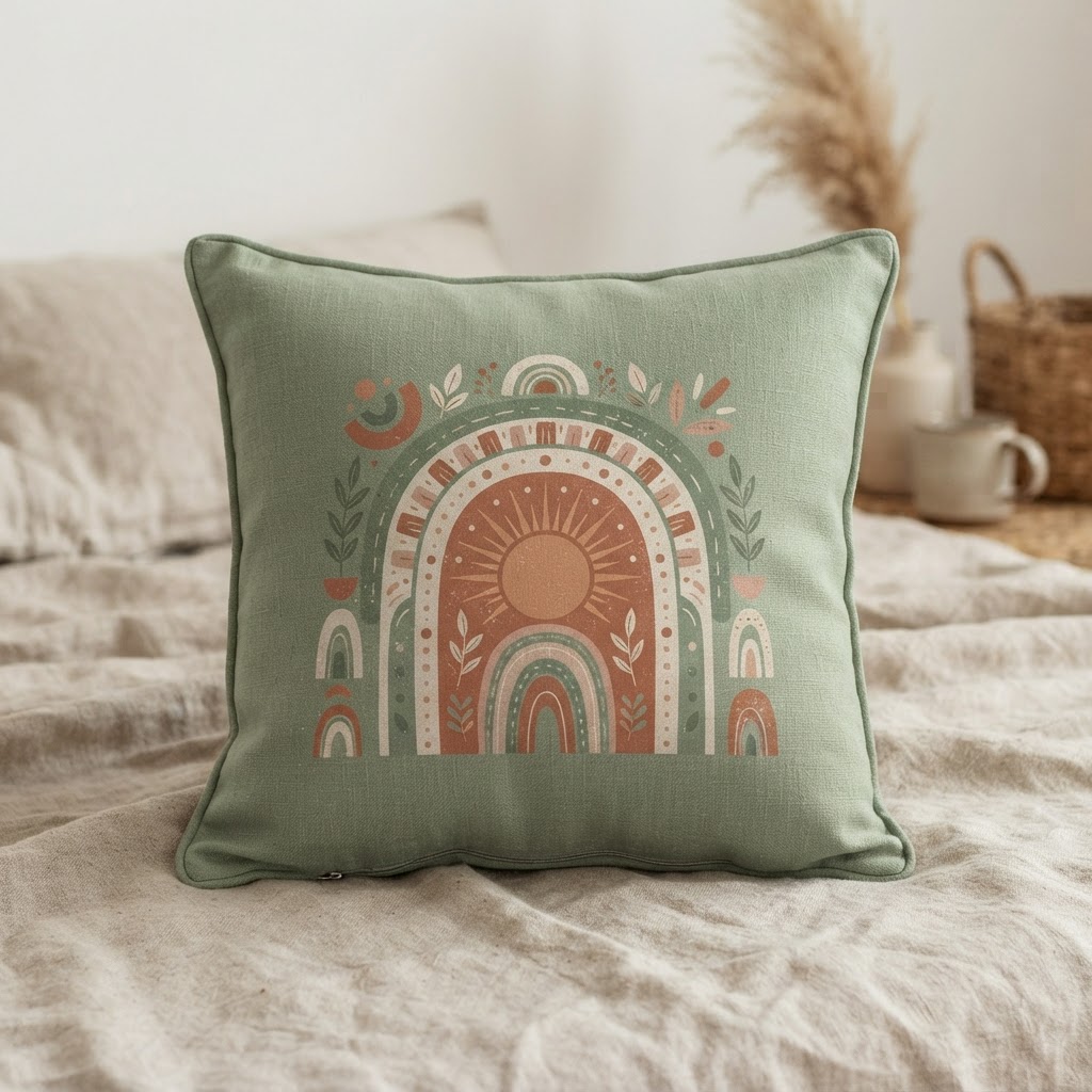 Pastel Boho Sun Arch — Throw Pillow