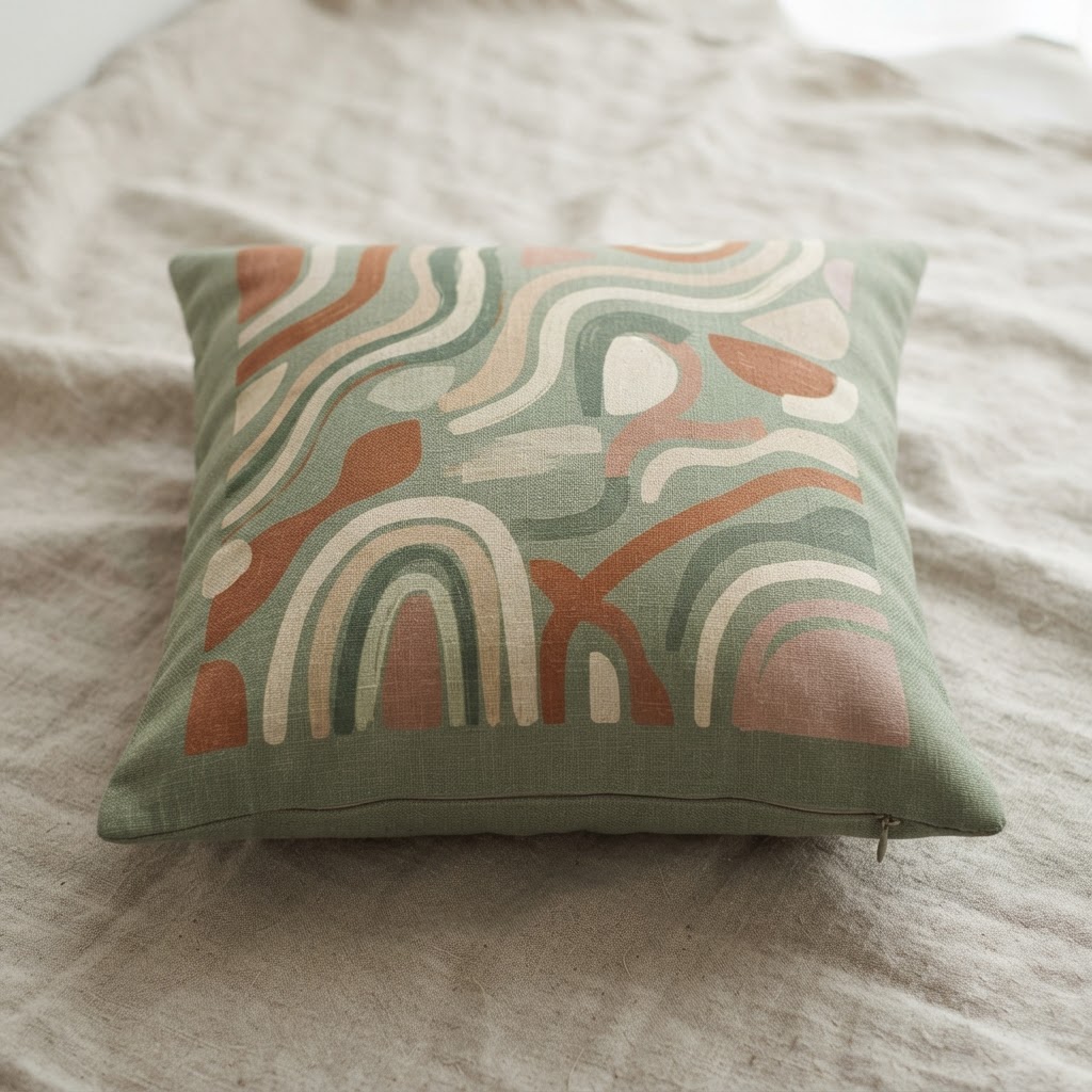 Retro Abstract Wavy Shapes — Throw Pillow