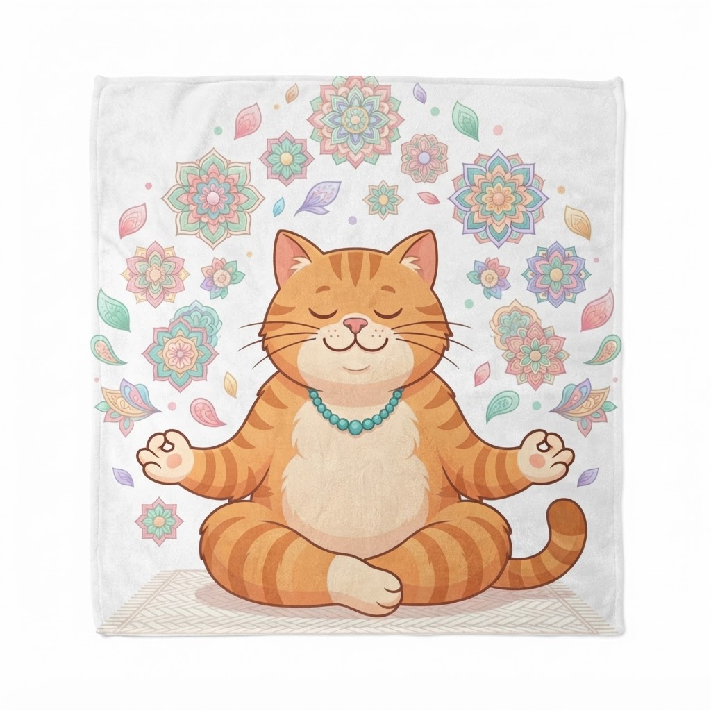 Zen Cat Meditation — Throw Blanket