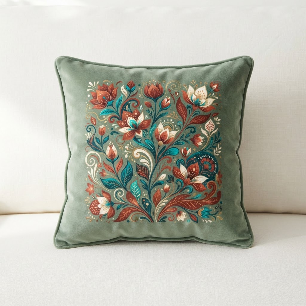 Midnight Bloom Velvet Cushion — Throw Pillow