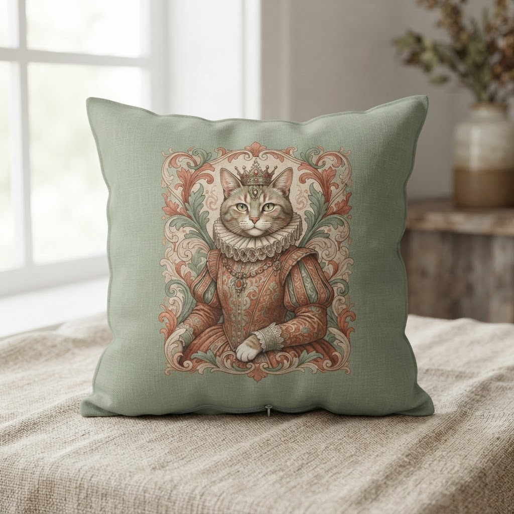 Royal Pet Portrait Throw Pillow — Home Textiles