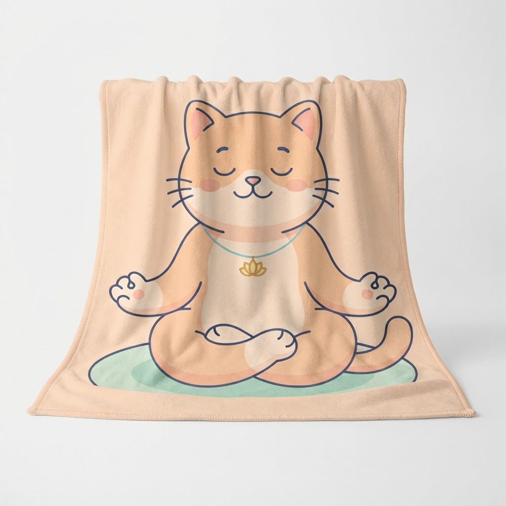 Zen Cat Meditation — Throw Blanket