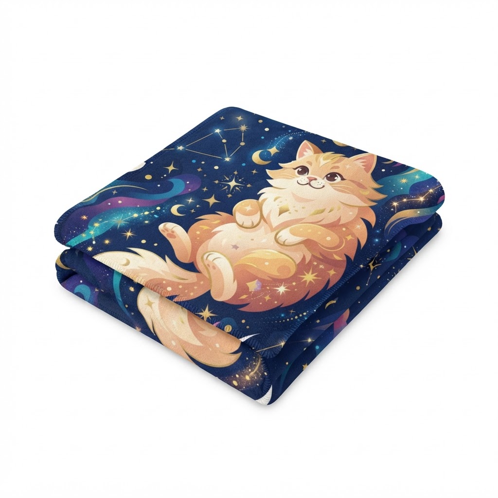 Whimsical Celestial Cat Throw Blanket — Home-Textiles