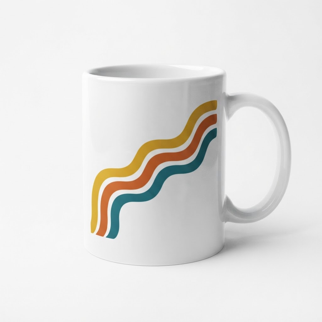 Retro Rainbow Joy Ceramic Mug