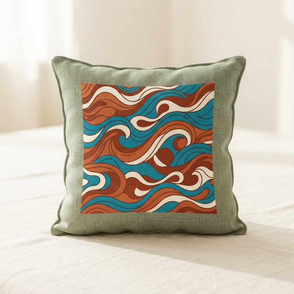 Cozy Abstract Waves Throw Pillow — Home-Decor