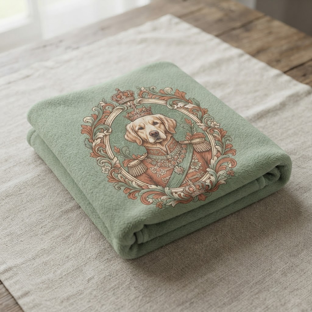 Royal Pet Portrait Personalized Throw Blanket
