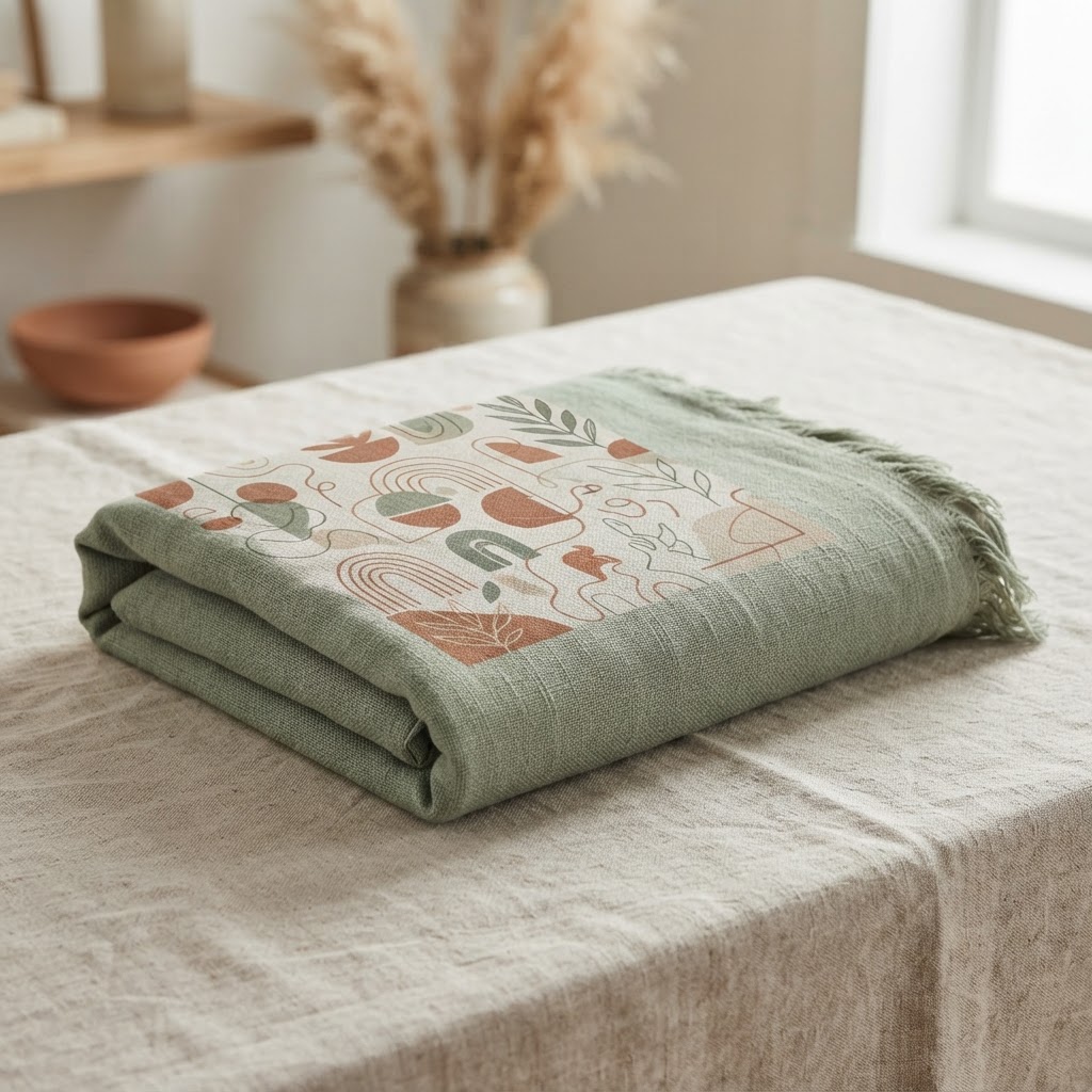 Abstract Neutral Line Art Throw — Home Textiles