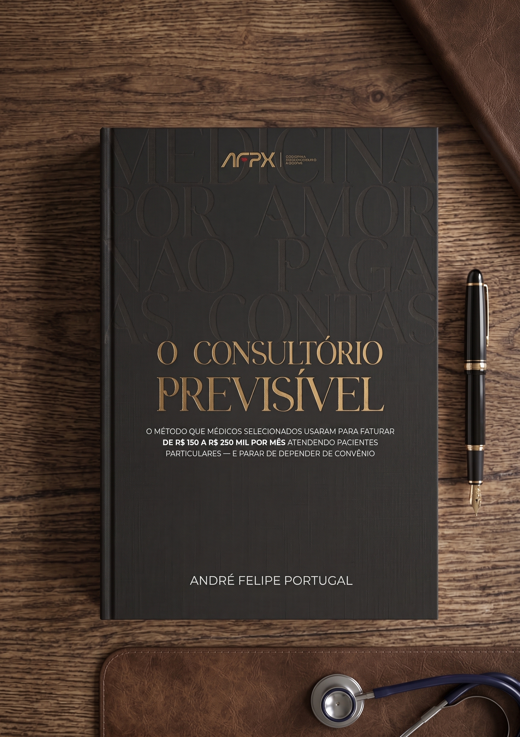 O Consultório Previsível — capa do livro vista de cima sobre mesa