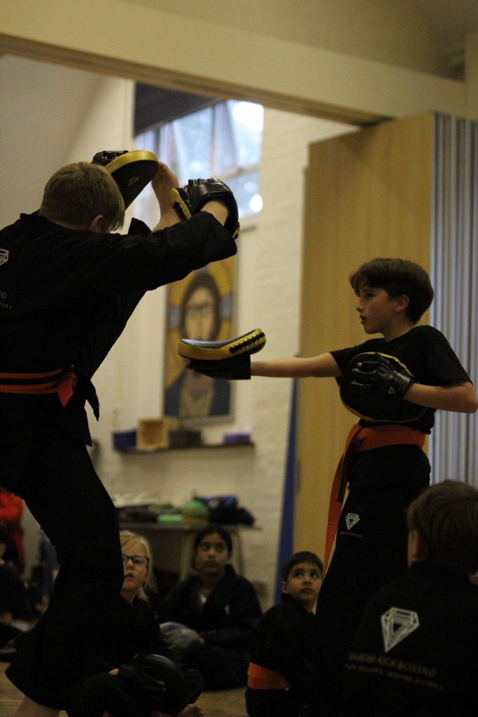 Junior pad work — high kick