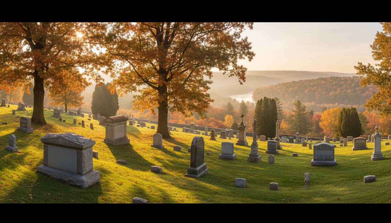 Peaceful cemetery landscape