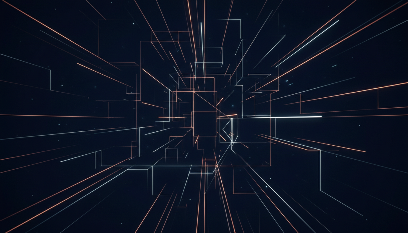 Data light trails representing structured growth