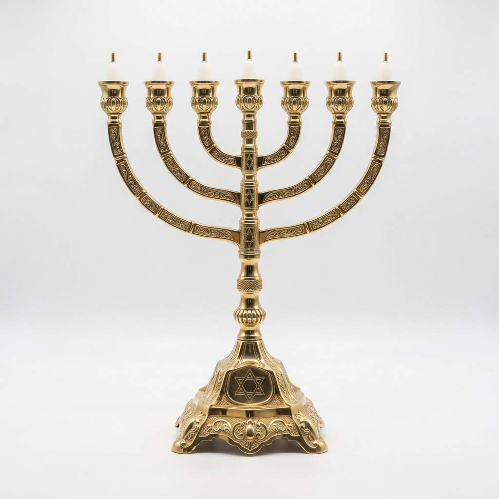 Brass Menorah with Star of David