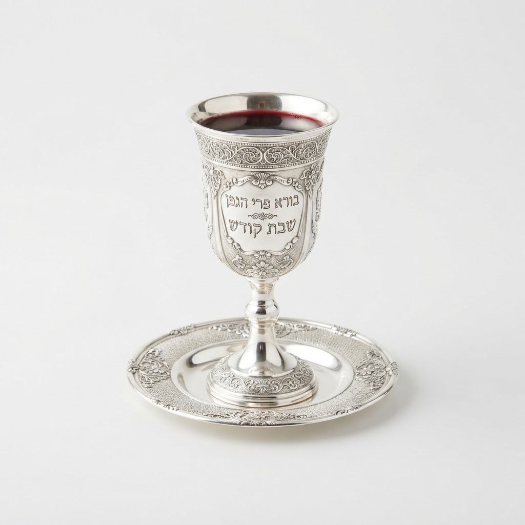 Silver-Plated Kiddush Cup with Saucer