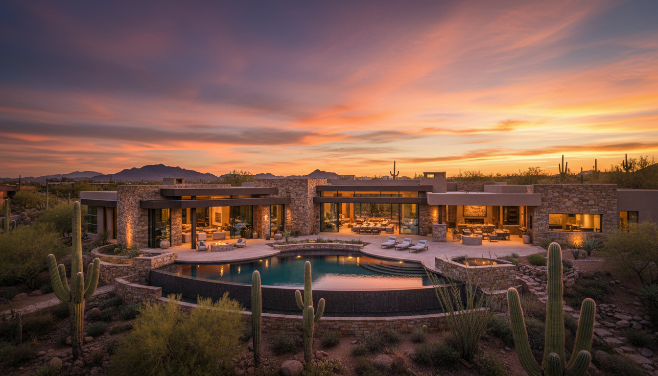 Luxury Scottsdale home at sunset
