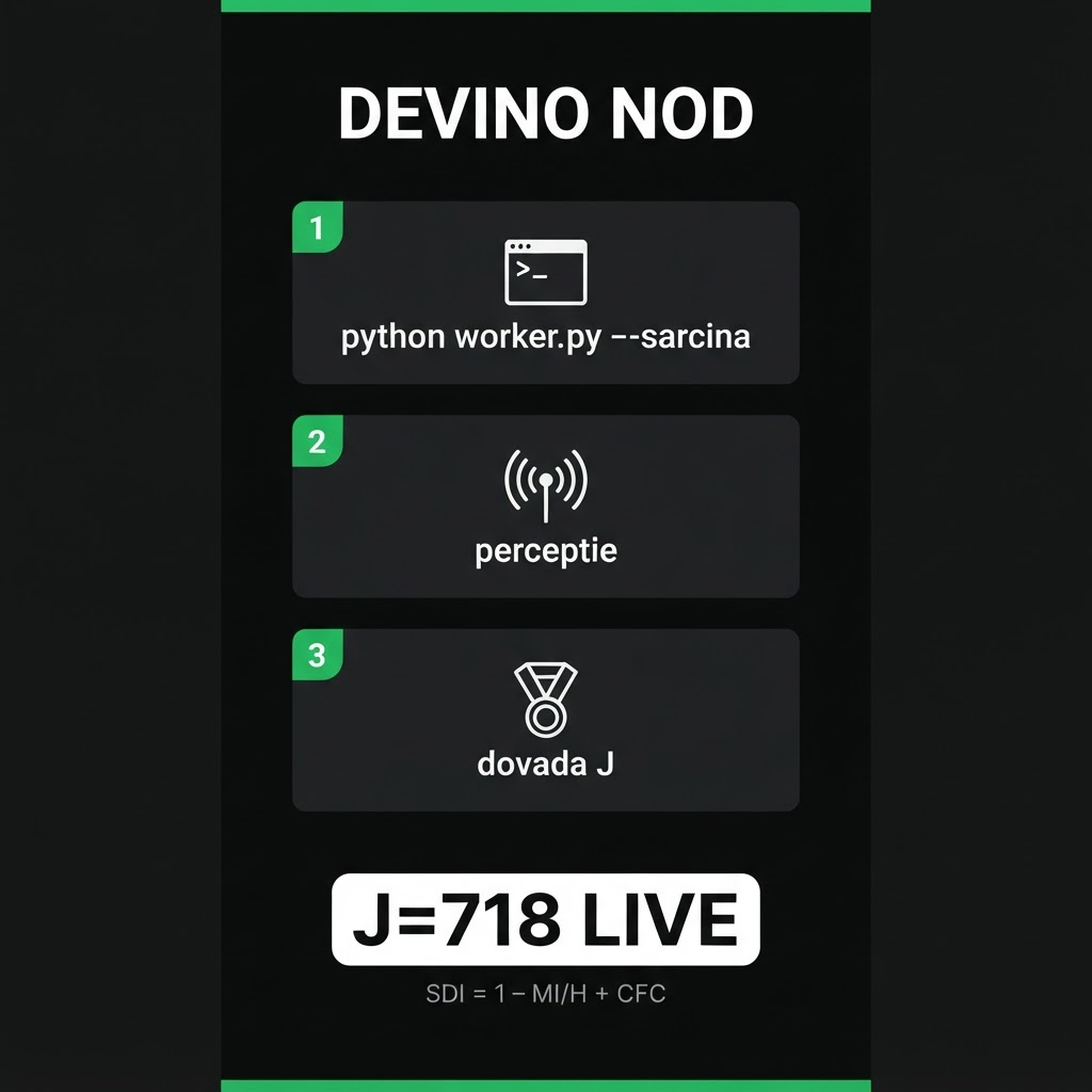 Devino nod — schema cu 3 pași și J=718 live