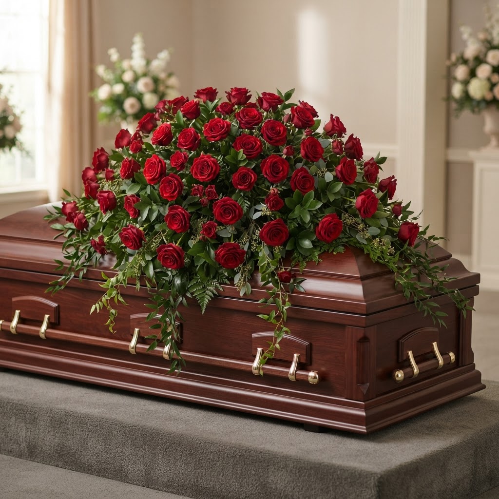 Red Rose Casket Spray