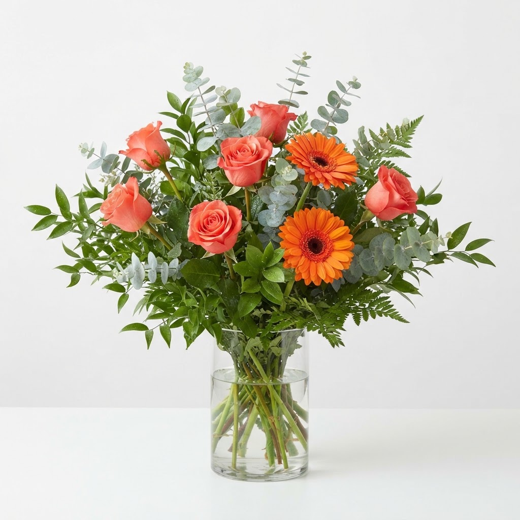 Coral Breeze Vase floral arrangement from Rainbow Flowers LLC in Florence, SC