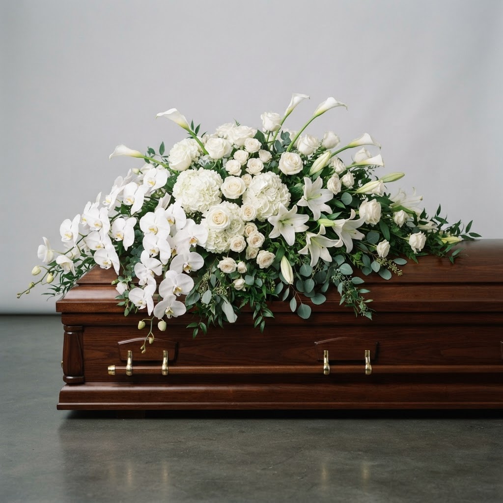 Pure White Elegance Casket Spray