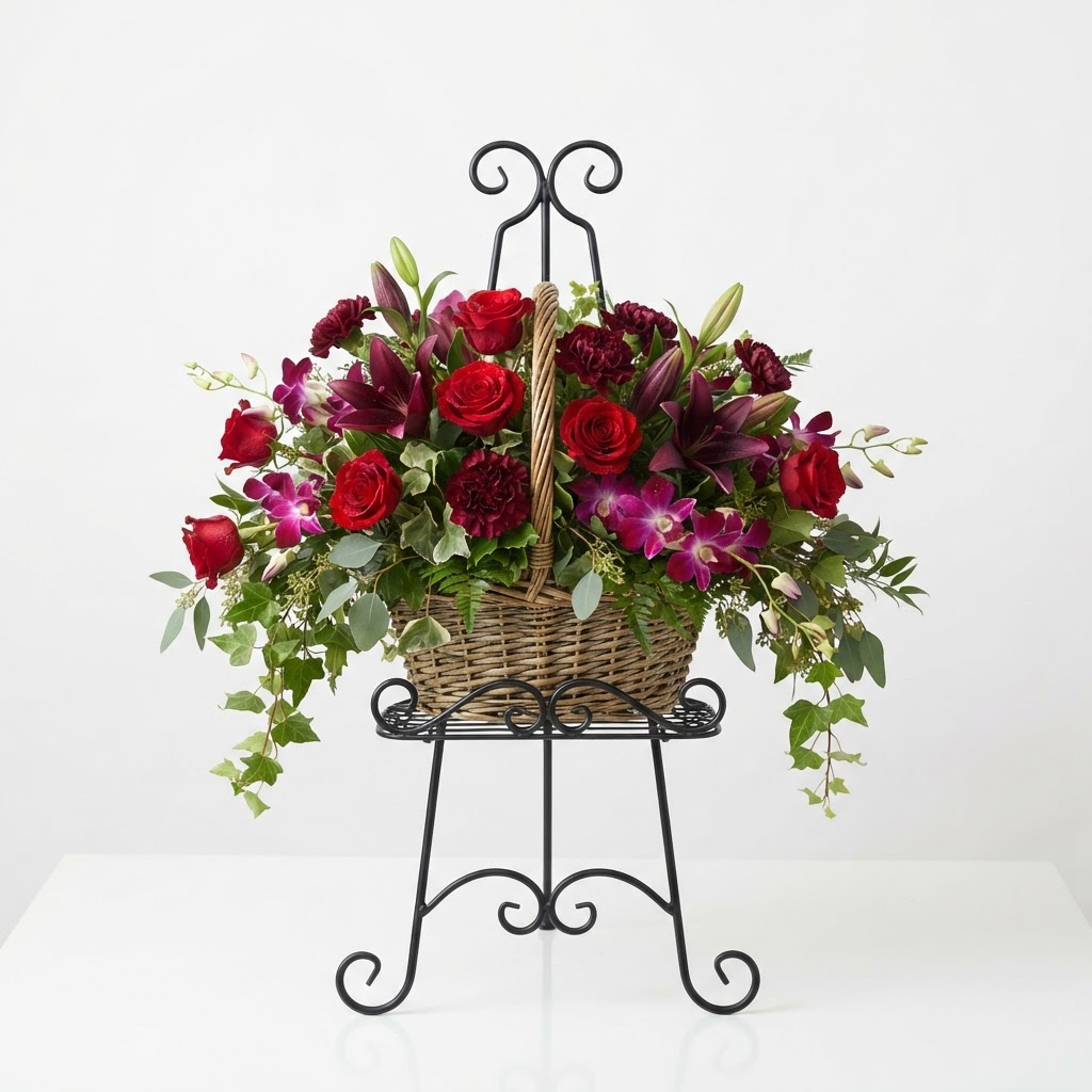 Burgundy Majesty Standing Basket