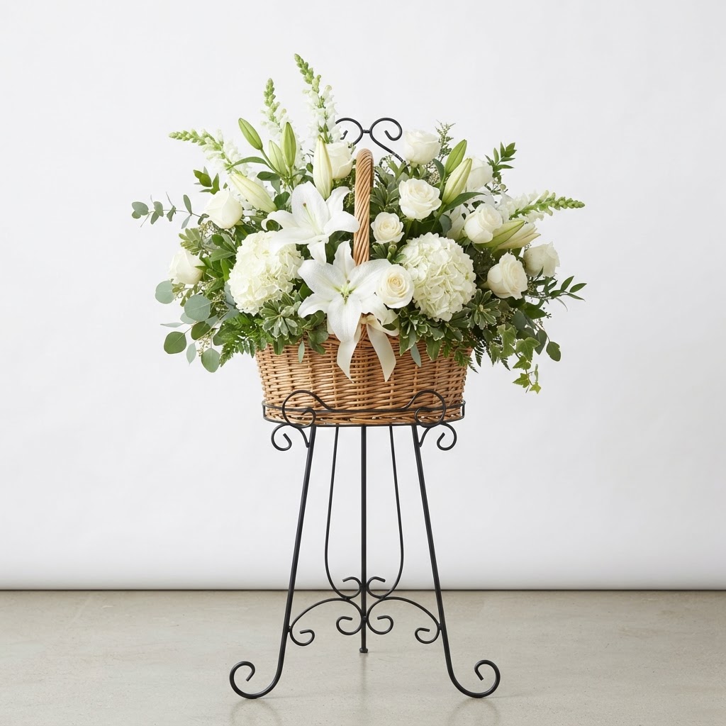 White Serenity Standing Basket