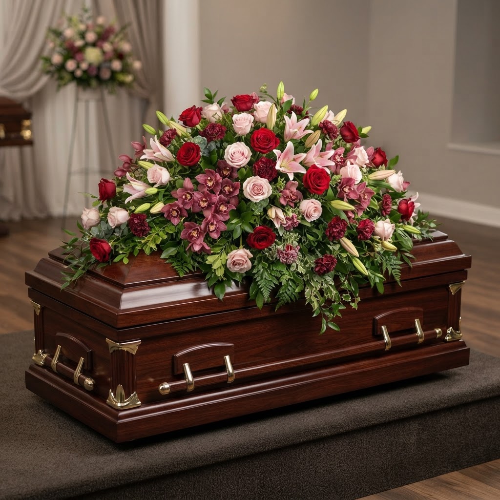 Red Rose & Orchid Casket Spray