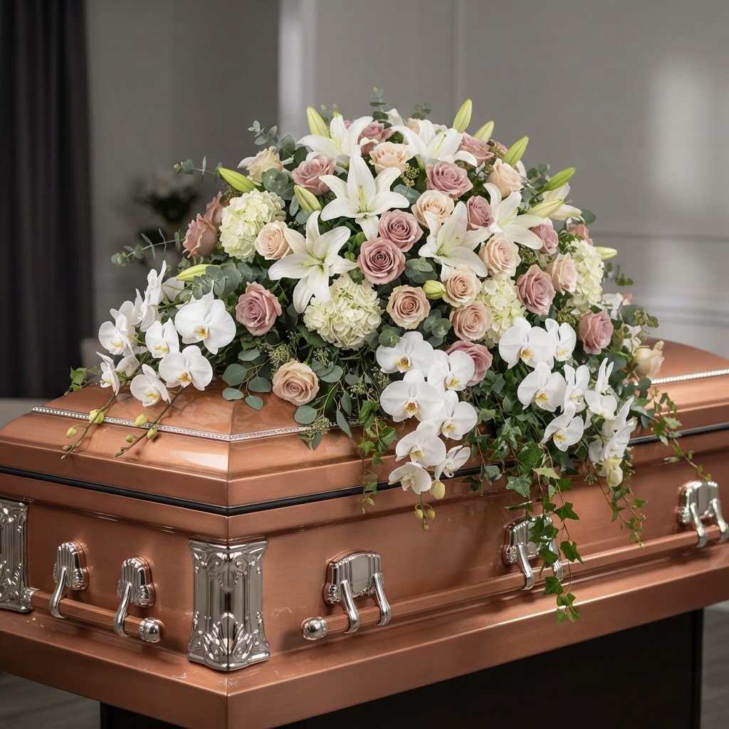 Copper & Blush Casket Spray