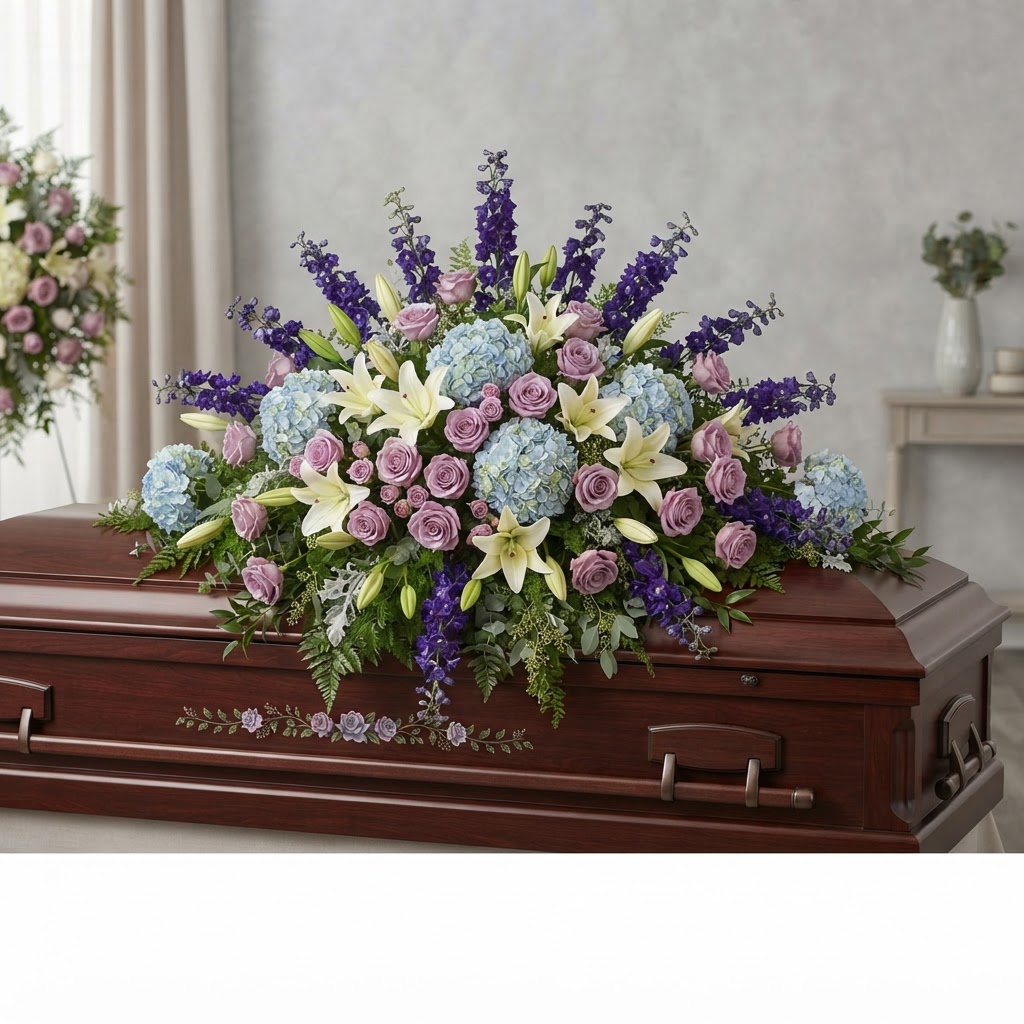 Lavender & Blue Casket Spray