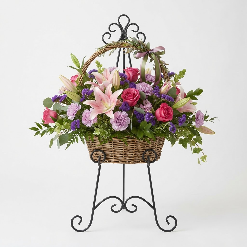 Pink & Lavender Standing Basket