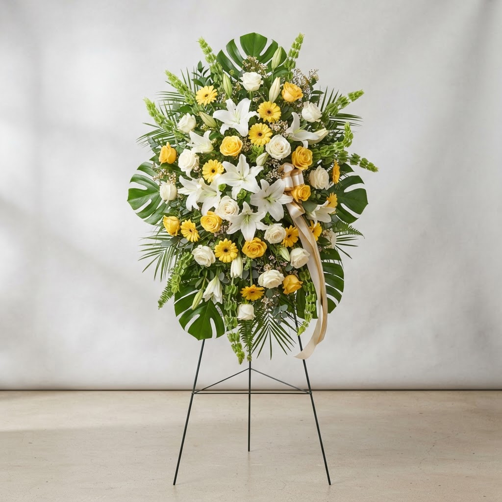 White & Yellow Tropical Standing Spray