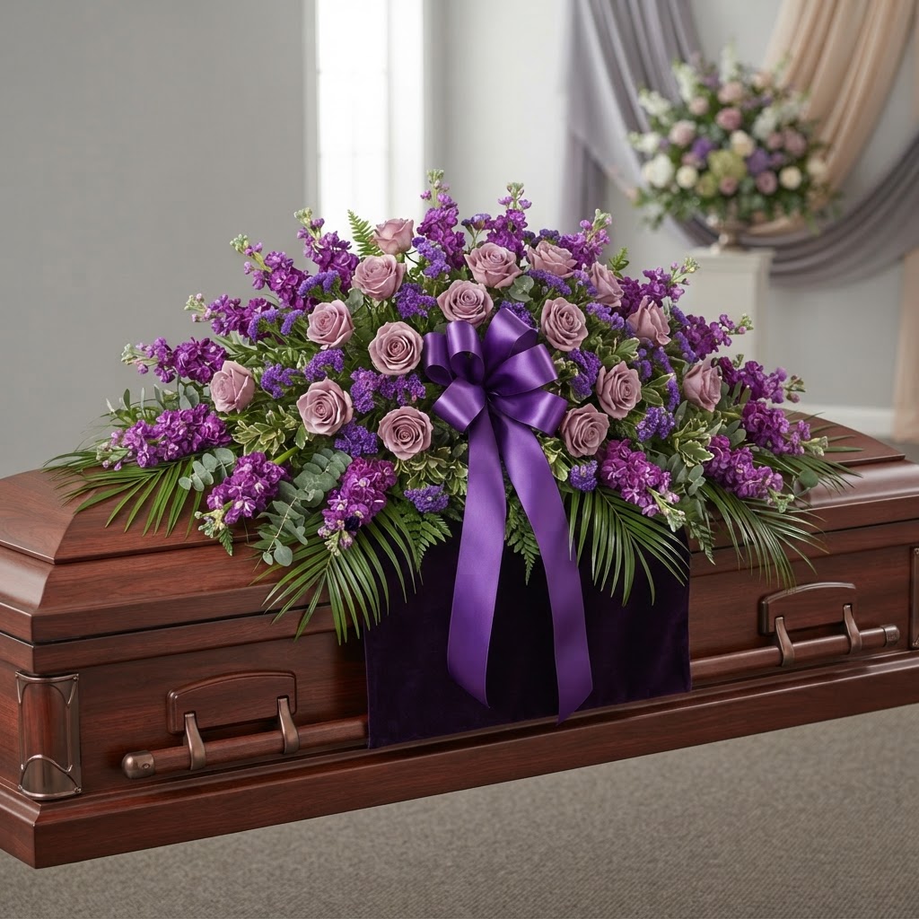 Purple Mauve Casket Spray
