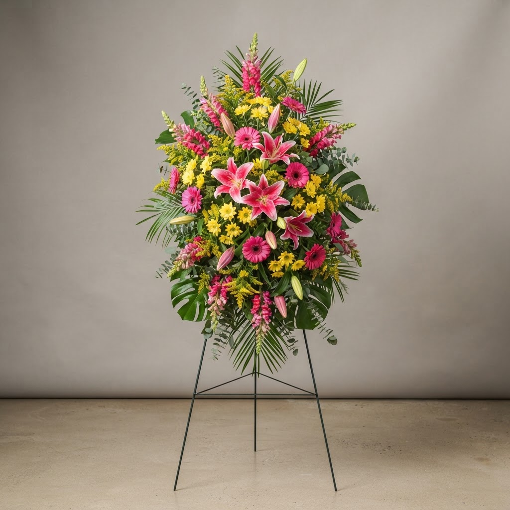 Pink & Yellow Stargazer Standing Spray
