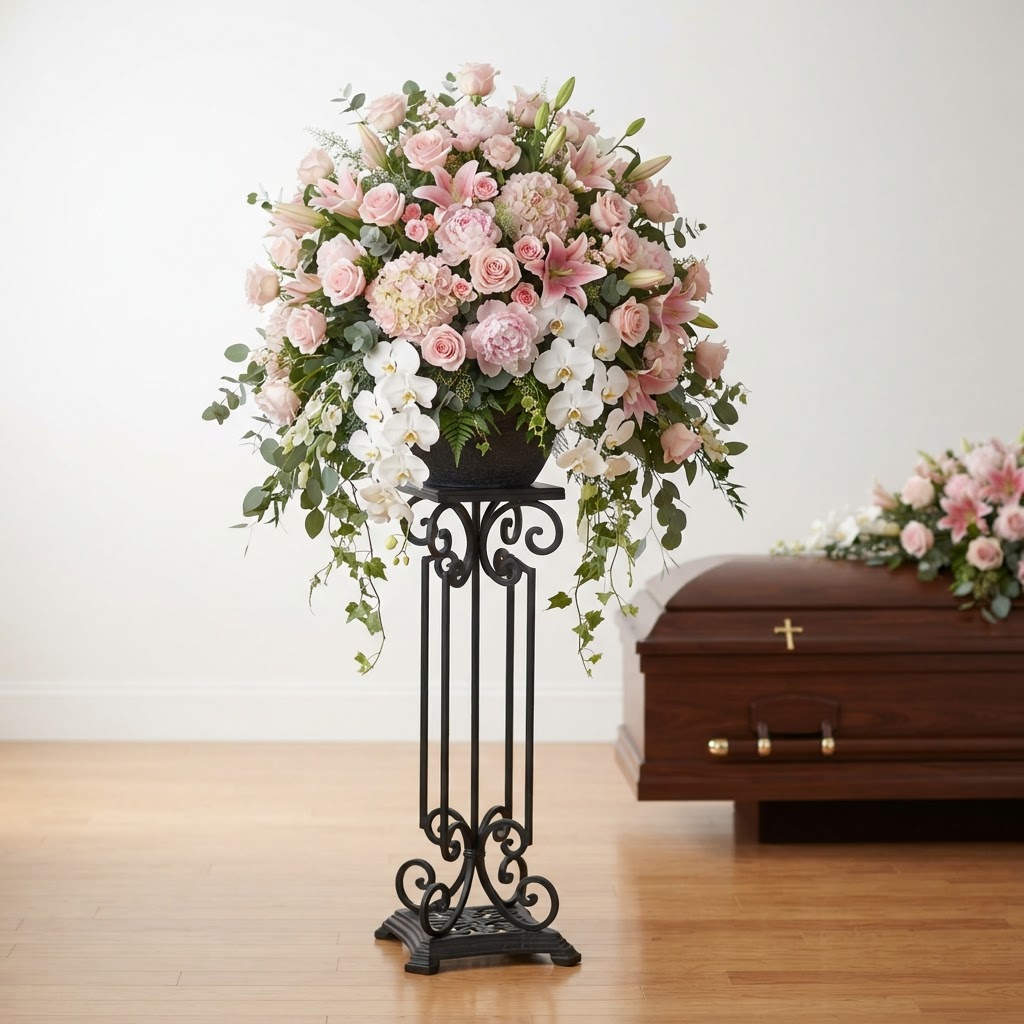 Blush Garden Pedestal Arrangement