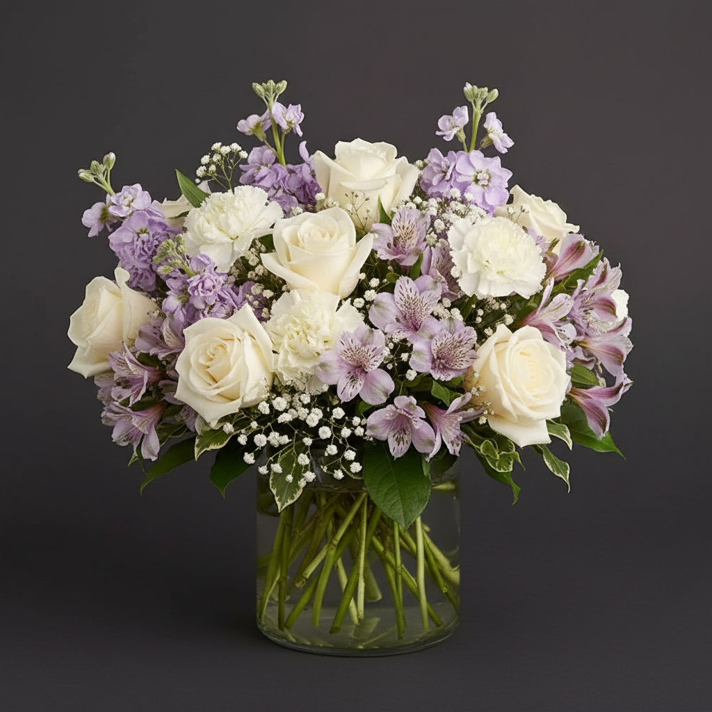 Lavender Stock Glass Vase