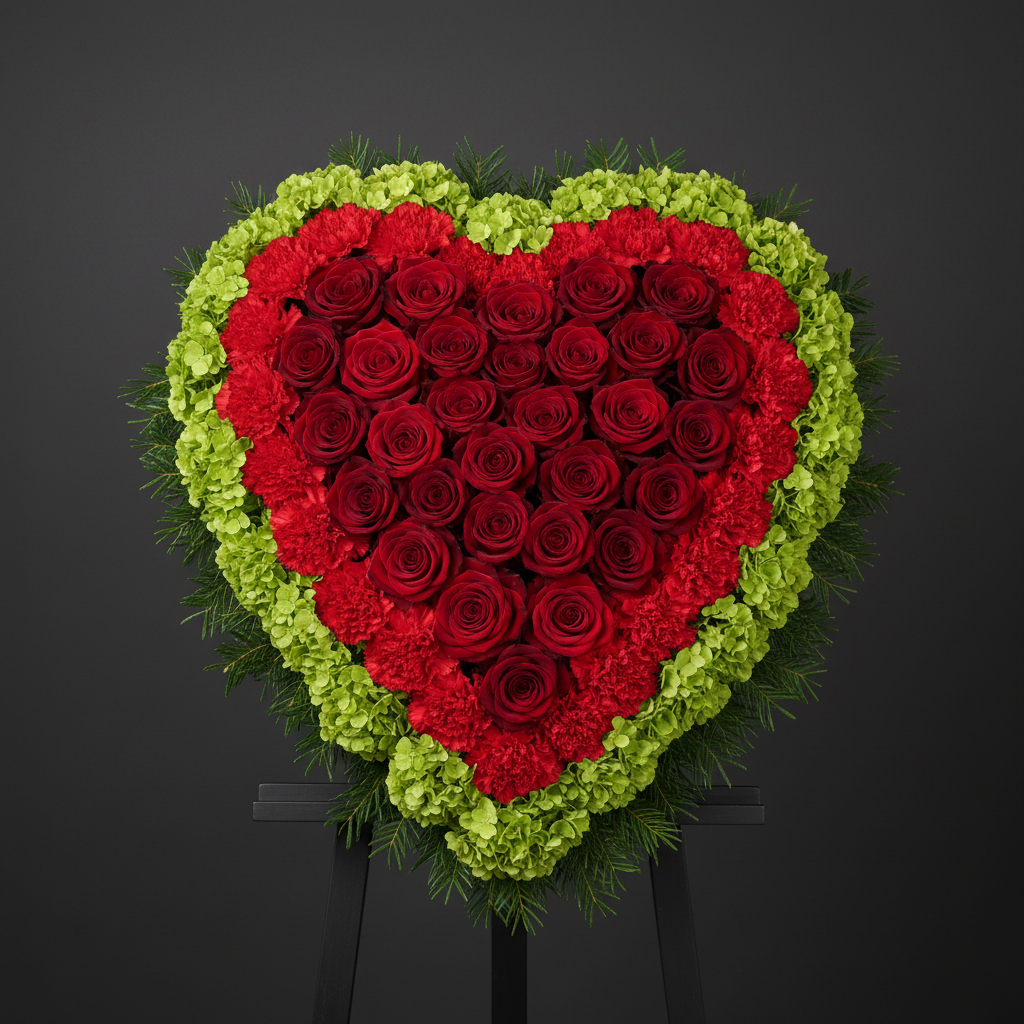 Crimson Rose Solid Heart