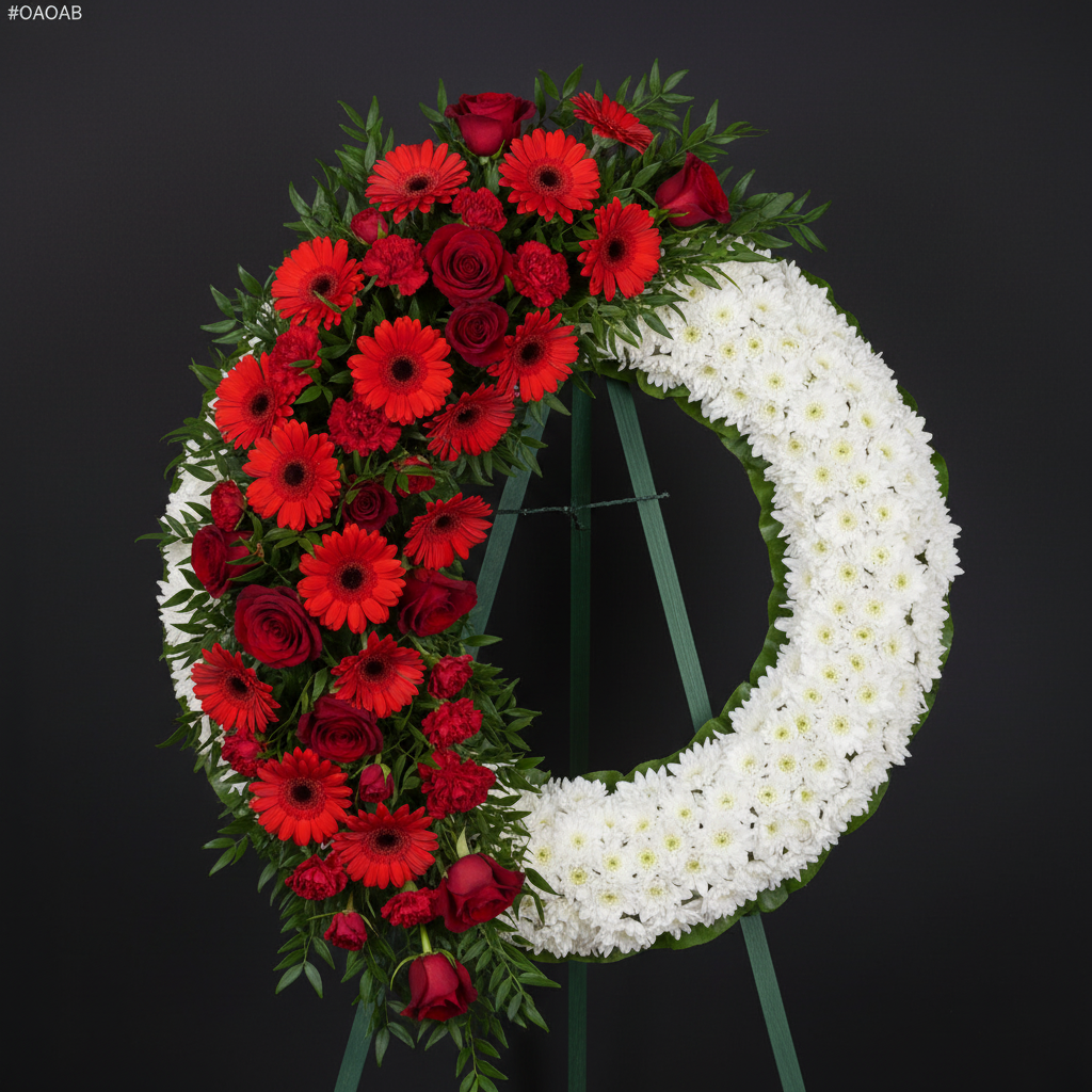 Red & White Sympathy Wreath