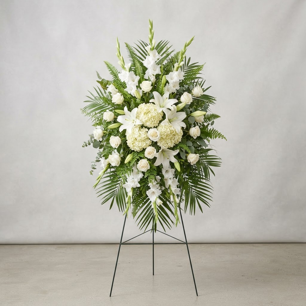 White Elegance Gladiolus Standing Spray