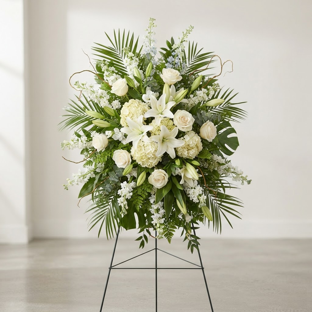 White Lily Premium Standing Spray