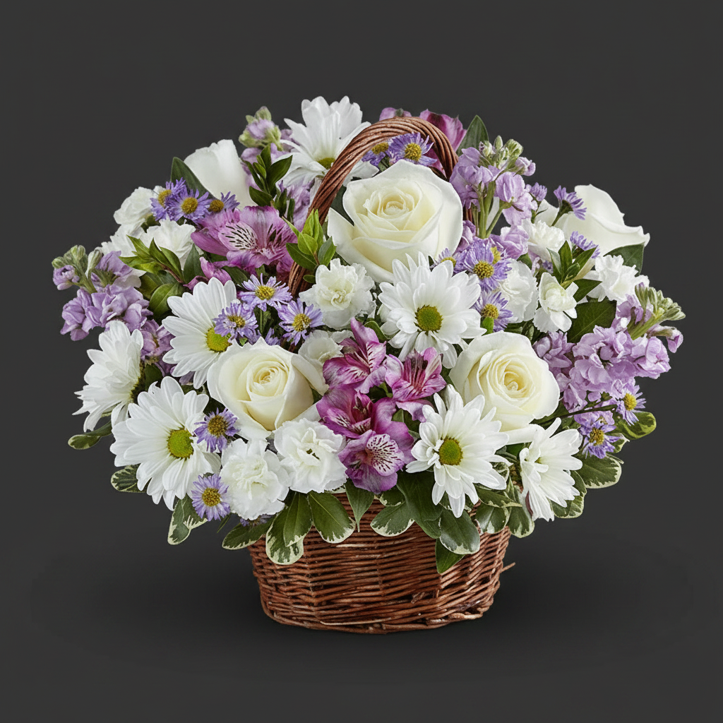 Purple Larkspur Basket Arrangement