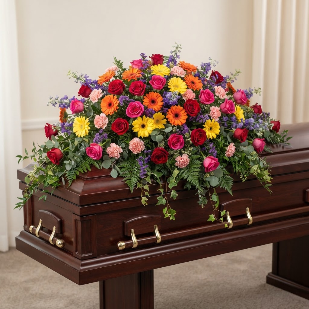 Vibrant Garden Casket Spray