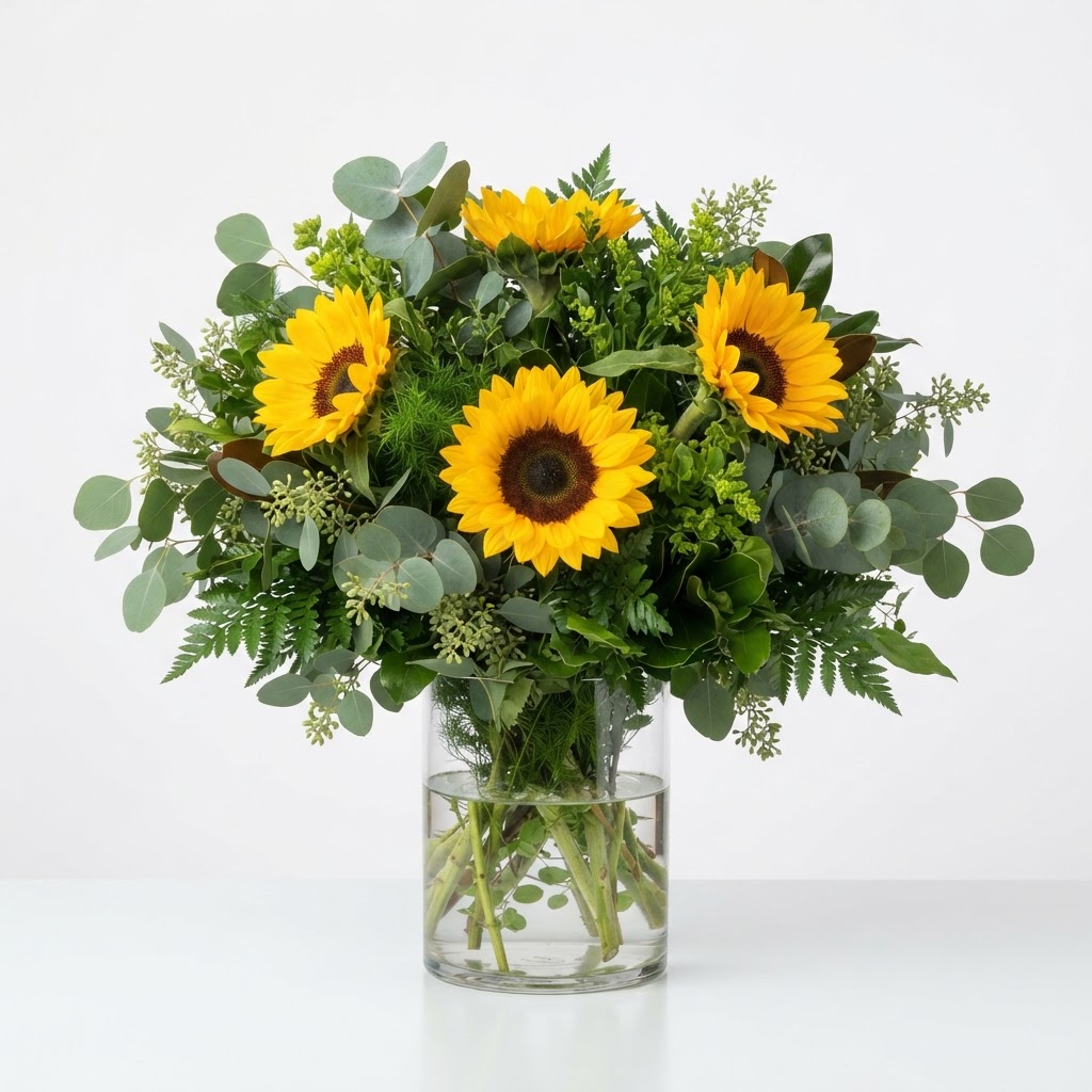Happy Sunshine Vase floral arrangement from Rainbow Flowers LLC in Florence, SC