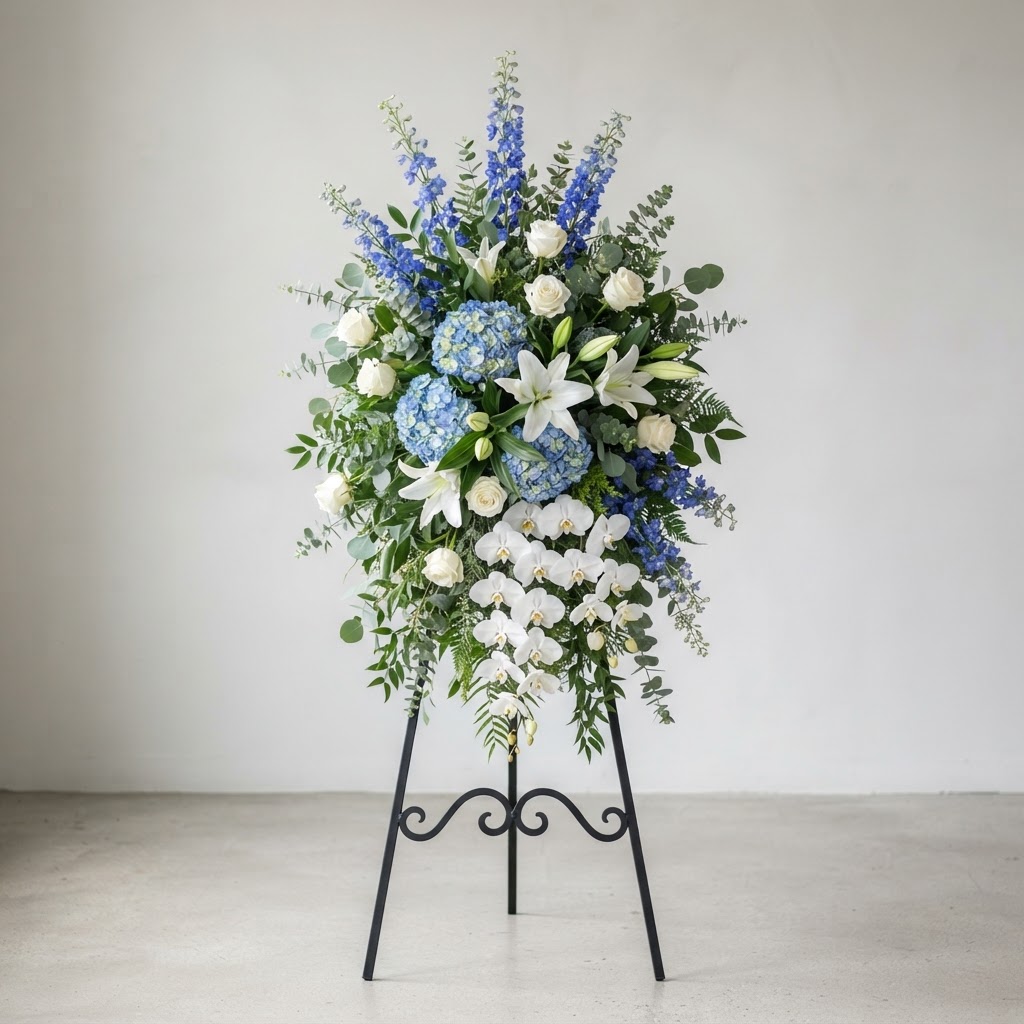 Blue & White Serenity Standing Spray