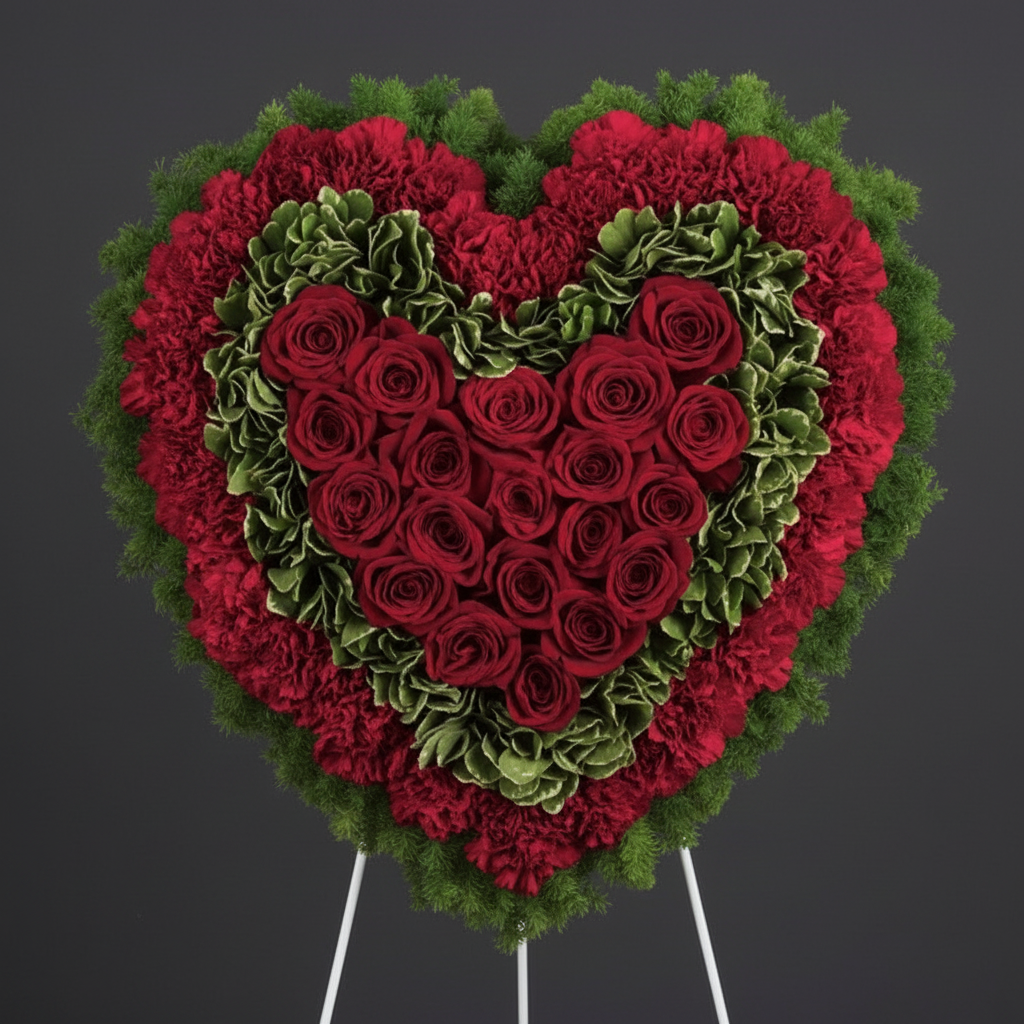 Red Rose Open Heart Wreath