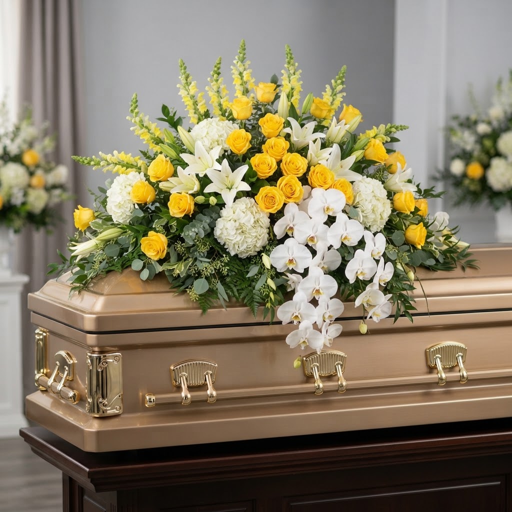 Yellow & Gold Splendor Casket Spray