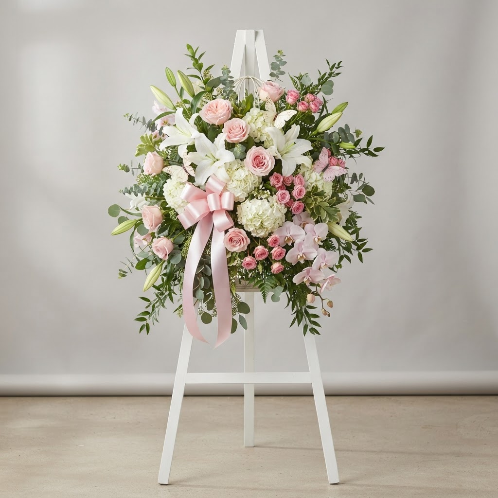 Pink Butterfly Standing Spray