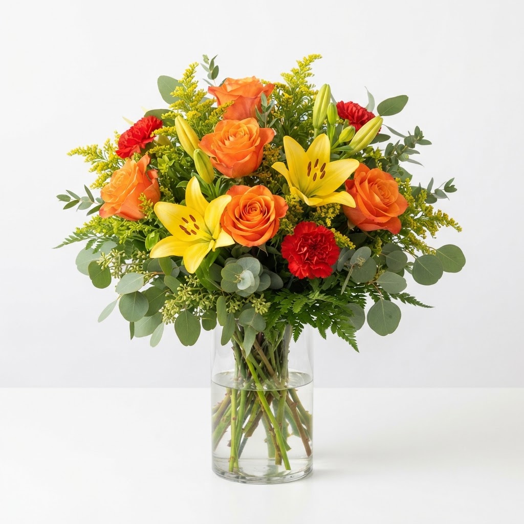 Sunset Blend Vase floral arrangement from Rainbow Flowers LLC in Florence, SC