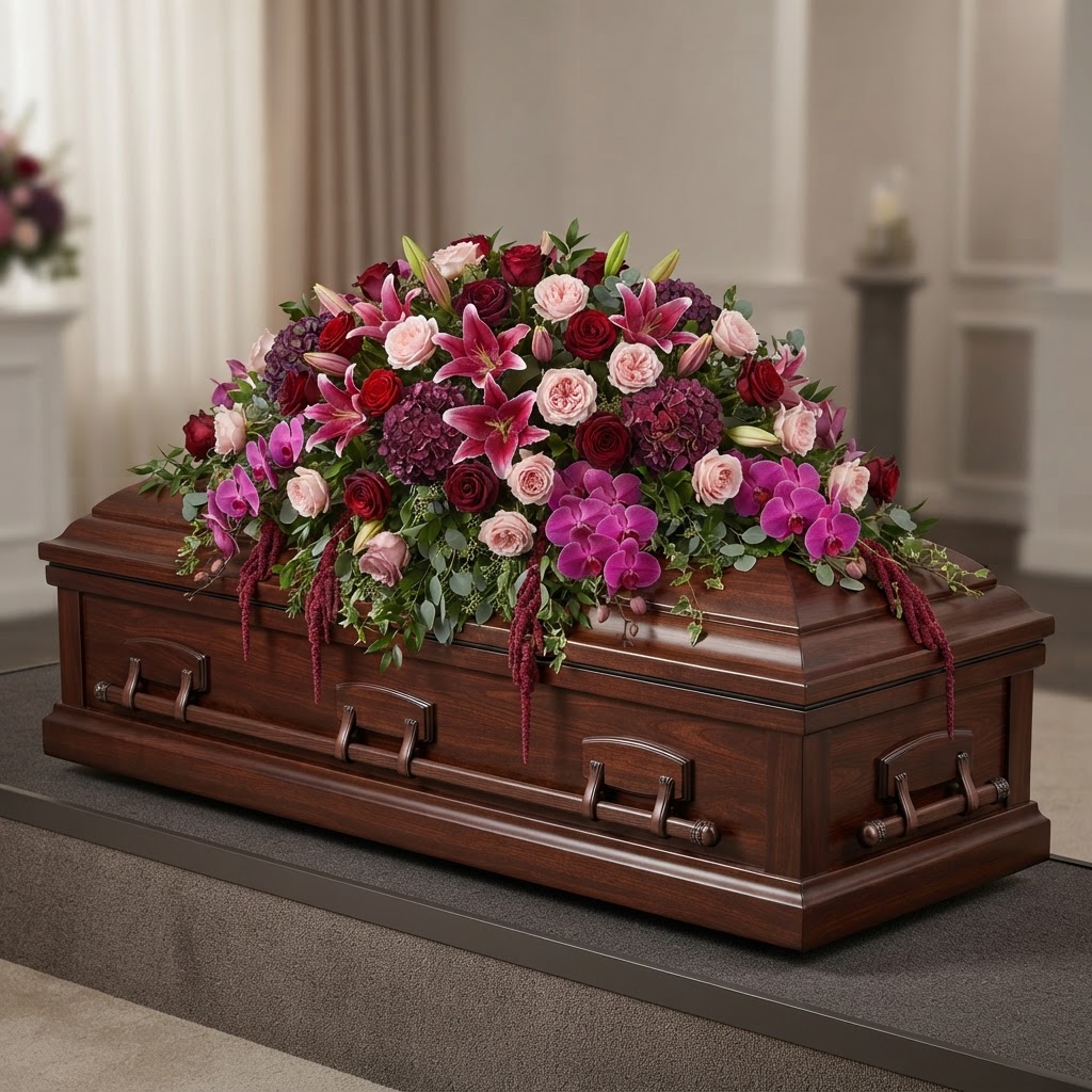 Burgundy & Amaranth Casket Spray