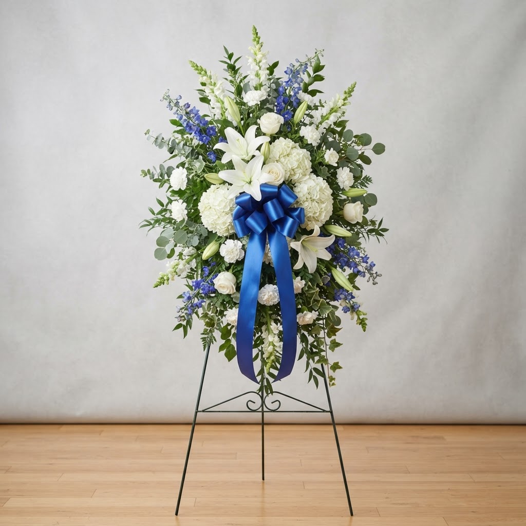 Blue & White Serenity Standing Spray