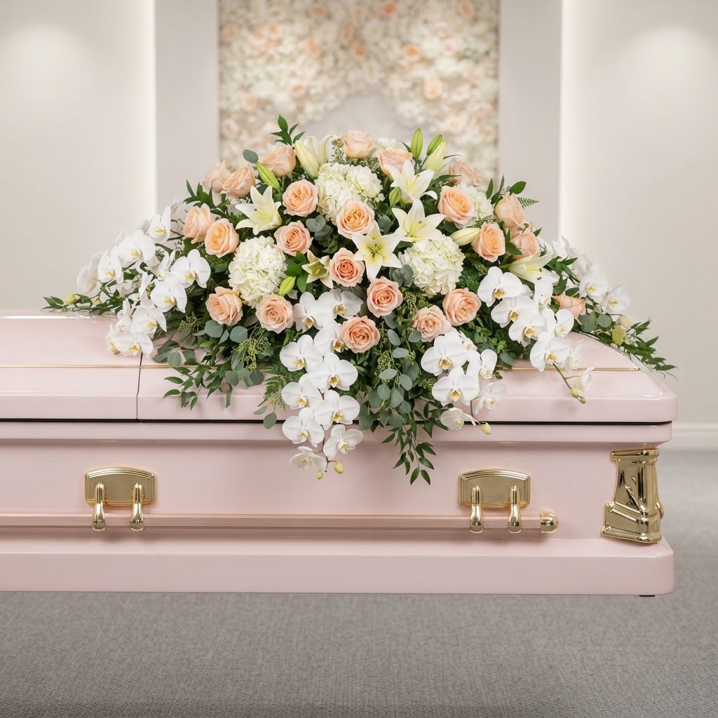 Blush Orchid Cascade Casket Spray