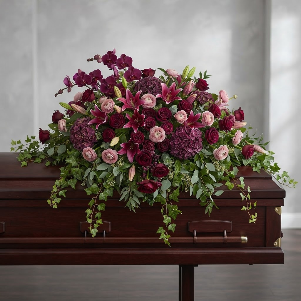 Plum & Mauve Majesty Casket Spray